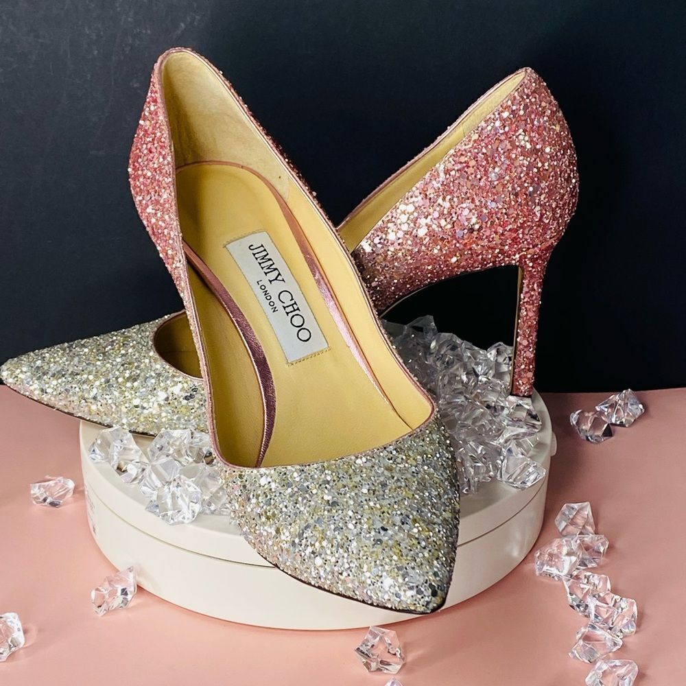 🛍️ Jimmy Choo Authentic Romy 100 Gradient Ombré Heel W/Box & Dust Cover Like New